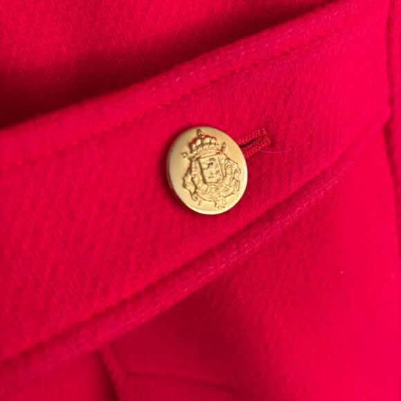 J Crew Majesty Stadium Cloth Peacoat 0 49360 Red Double Breasted Coat Wool - Picture 5 of 9